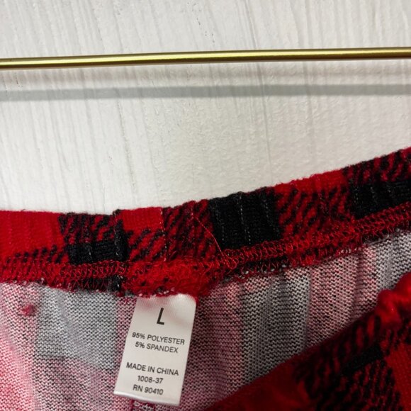Red Plaid Lounge Pants Sleepwear Casual Pull On Elastic Stretch Relaxed Womens L - Picture 3 of 4